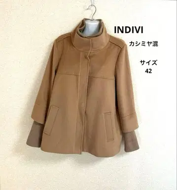 인디비 컨디션 최상 [캐시미어 혼방] 숏 기장 코트 카멜 브라운 계열