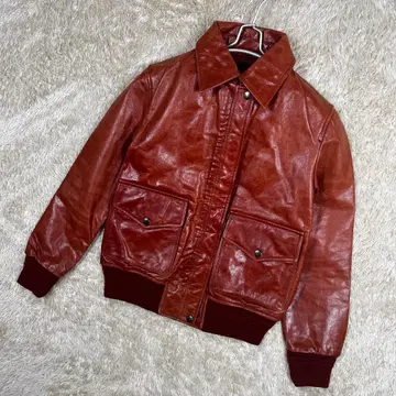 리얼 가죽 자켓 적갈색 브라운 Here we are, 남성용 M 상당