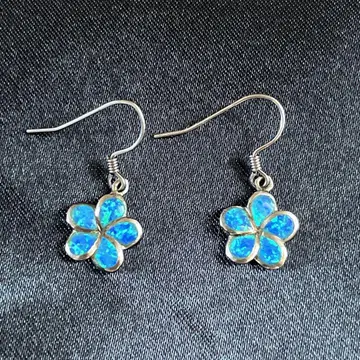 플루메리아 귀걸이 신세틱 오팔 p.t925 하와이안 주얼리