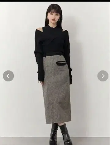 MIX 패턴 슬릿 내로우 스커트 murua