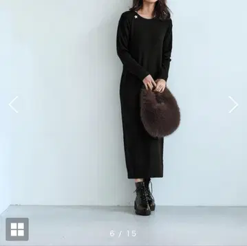 스타일 델리 에어리 가는 리브 니트 원피스 B 블랙01