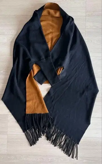 vingtrois 스톨 숄 머플러 가디건 프린지 블랙 브라운