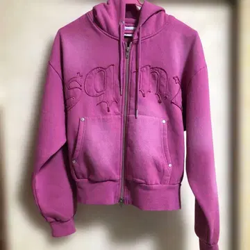 sqnz 지퍼 후드티 프론트 지퍼 핑크 S