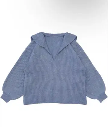 select MOCA 세일러 카라 볼륨 리브 니트 블루