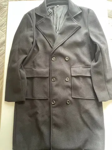 블랙 더블 브레스트 피 코트 LL 사이즈