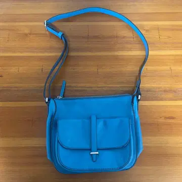 FOSSIL 파슬 숄더 가죽 백 블루 소가죽