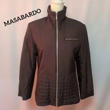 미사용 MASABARDO 실크 100% 다크 브라운 퀼팅 패딩 자켓
