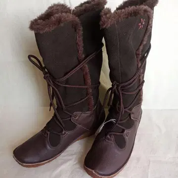 브라운 퍼 롱 부츠