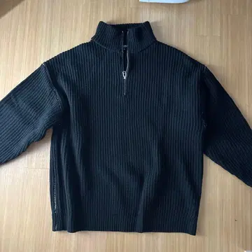 BEAMS HEART 블랙 하프 지퍼 스웨터 M