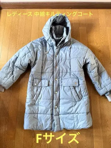 allsport 여성용 후드 부착 충전솜 퀼팅 롱 코트 F 블루 계열