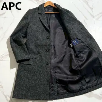 APC 체스터 코트 MOON 원단 헤링본 롱 그레이 [ 195