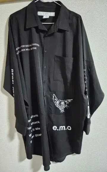 rovtski 로프트 스키 긴팔 셔츠 블랙 오버 사이즈