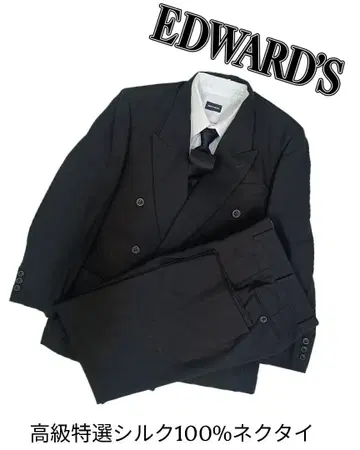 [EDWARD'S] 블랙 포멀 수트 셔츠 넥타이 세트 L 사이즈 s46