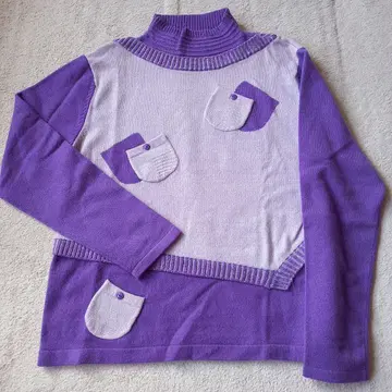 MaliaMaglia 캐시미어 100% 보라색 포켓 부착 터틀넥 니트