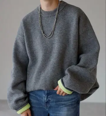 meilmada 바이컬러 니트 풀오버 그레이