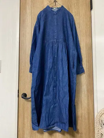 새상품 사만사 모스모스 데님 프론트 오픈 턱 원피스 블루