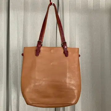 다코타 가죽 토트백 빨간색 스트랩 오렌지