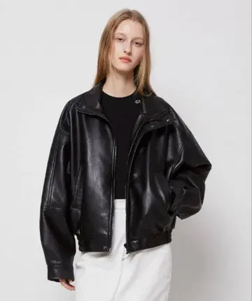 LADY VOLUME 비건 가죽 오버 사이즈 레더 재킷