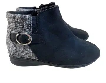 블랙 스웨이드 숏부츠 사이드 지퍼 22.5cm