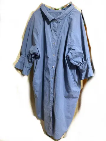 쿨 카레안 Femicite 파란색 셔츠 원피스 긴팔 개더