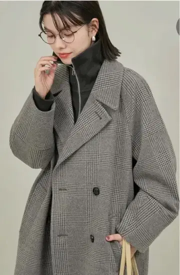 ROPE PICNIC 체크 무늬 오버 P 코트