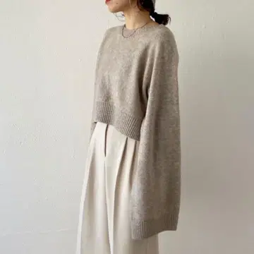 [ wee9s ] 와이드 슬리브 숏 니트 숏 니트