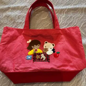 밴드 포함 쿠키 디자인 빨간색 토트백