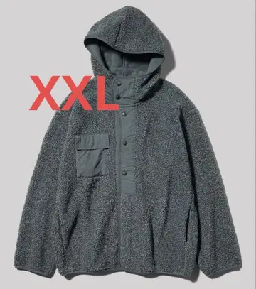 GU ENGINEERED GARMENTS 보아 플리스 스냅 후드티 그레이