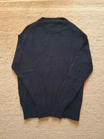 [무인양품] 울 100% 크루넥 긴팔 니트 블랙 사이즈 M