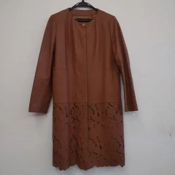 브라운 가죽 롱 코트 L 장 루이 셰레