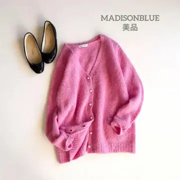 MADISON BLUE 루즈 빅 V넥 가디건 펄 버튼