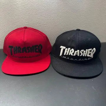 THRASHER 캡 2개 세트 레드 블랙