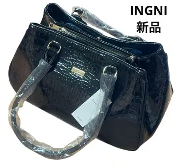 새상품 INGNI 크로커다일풍 블랙 핸드백 토트백