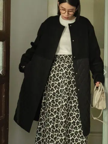 OPAQUE.CLIP 퀼팅 도킹 노카라 코트 L 사이즈