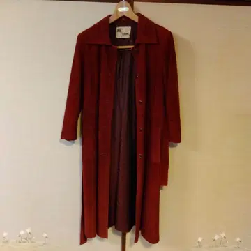 Angel Leather 빨간색 스웨이드 롱 코트