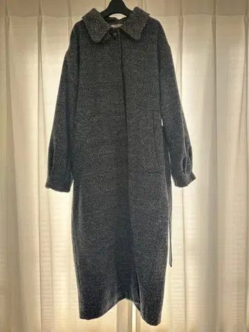 mystic 스탠 칼라 롱 코트 그레이