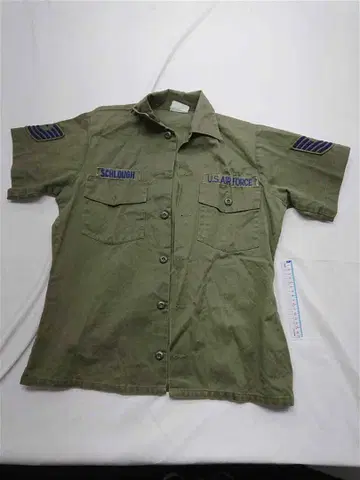 U.S. 에어포스 FORCE 반팔 밀리터리 셔츠 올리브 남성용