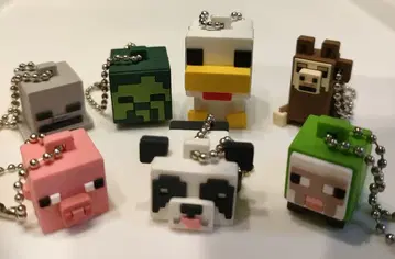 마인크래프트 키링 총 7개 돼지 닭 팬더 양 스켈레톤 좀비 라마