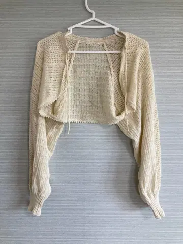 BEAMS BOY 7 게이지 코튼 아크릴 볼레로 NATURAL