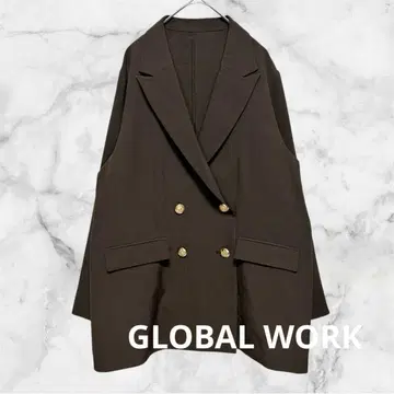 [글로벌 워크] 얇은 소재 테일러드 자켓 브라운 골드 버튼 M