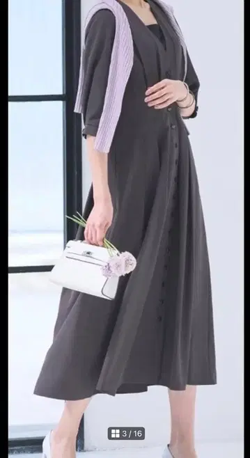 RUIRUE BQUTIQUE 프론트 버튼 턱 원피스