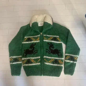 Another Edition 그린 동물 패턴 집업 자켓