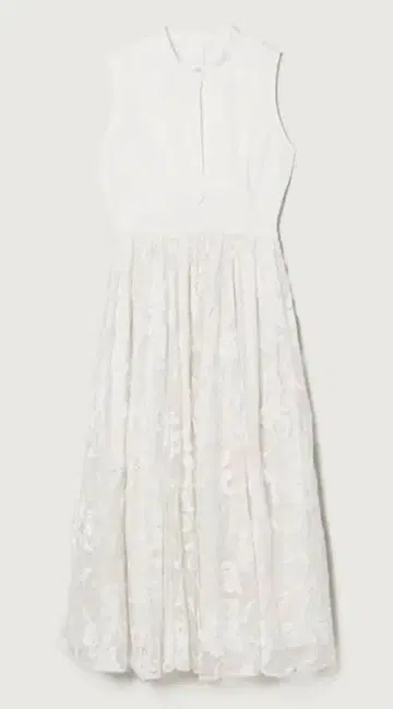 아뉴앙스 튤 자수 레이스 콤비네이션 원피스 화이트