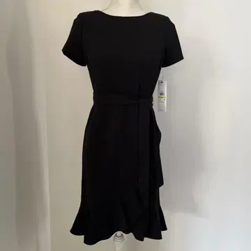 [ 새상품 ] calvin klein 블랙 랩 드레스 반팔 프릴 밑단 4