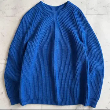 [ 새상품급 ] 바토너 울 100% 시그니처 하찌 니트 블루