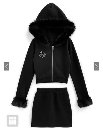 후드 부착 블랙 셋업