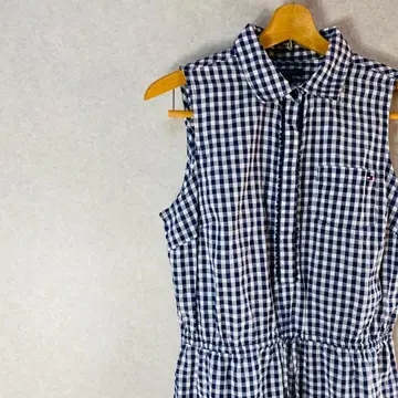 TOMMY HILFIGER 슬리브리스 원피스 깅엄 체크