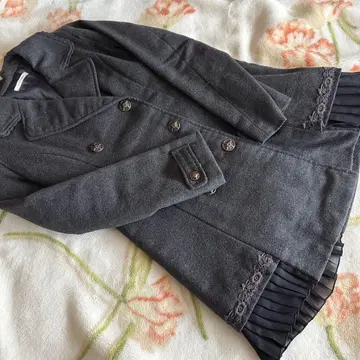 axes femme 다크 그레이 더블 브레스트 울 코트