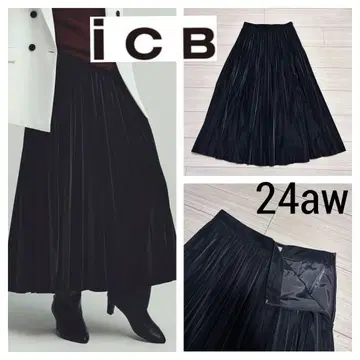 24aw 새상품급 ICB 워셔블 벨벳 라미네이티드 플리츠 스커트 4