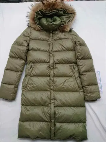 듀베티카 퍼 달린 다운 코트 카키 계열 여성용